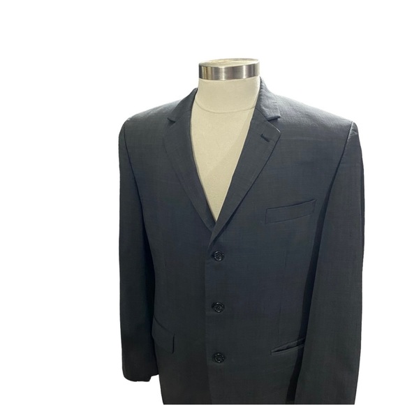 Michael Kors Men Grey 3-Button 100% Wool Suit Jacket Sz 44R Crosshatch Lined - Picture 2 of 13